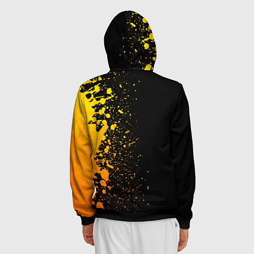 Мужская толстовка на молнии HIM - gold gradient по-вертикали / 3D-Черный – фото 4