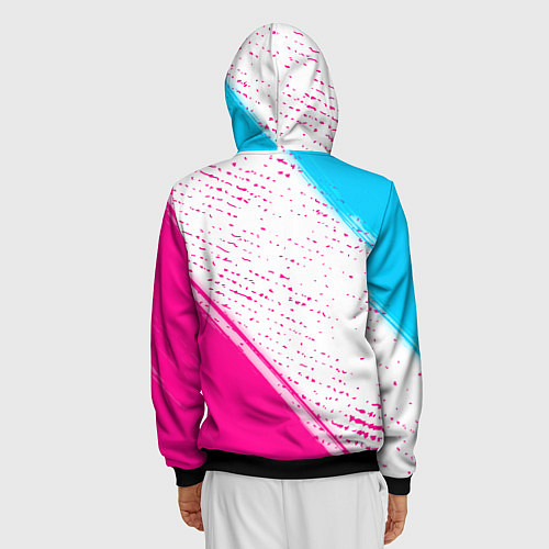 Мужская толстовка на молнии Thirty Seconds to Mars neon gradient style вертика / 3D-Черный – фото 4