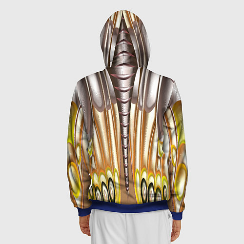 Мужская толстовка на молнии Абстрактный рисунок по мотивам крыла бабочки / 3D-Синий – фото 4