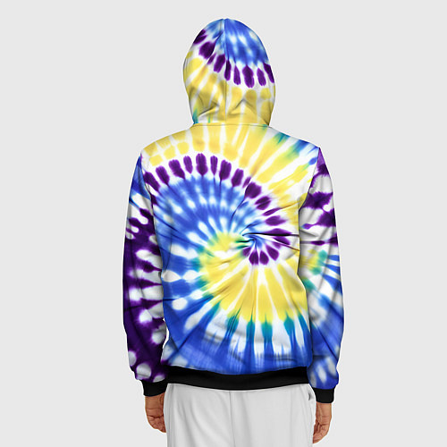 Мужская толстовка на молнии Тай дай наутилус в сиреневом, голубом и желтом цве / 3D-Черный – фото 4