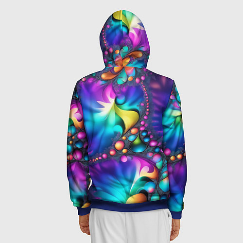 Мужская толстовка на молнии Розово синий фрактал / 3D-Синий – фото 4