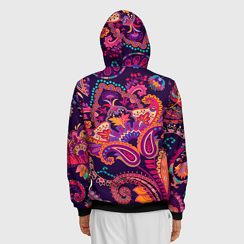 Мужская толстовка на молнии Индийские этнические узоры / 3D-Черный – фото 4