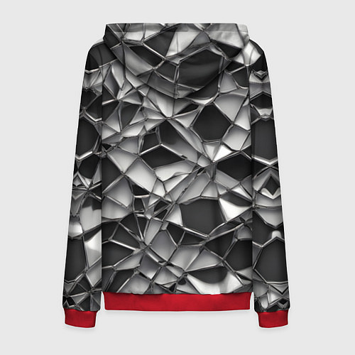 Мужская толстовка на молнии Чёрно-белая сетка / 3D-Красный – фото 2