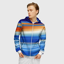 Толстовка 3D на молнии мужская Оранжевые и синий градиент, цвет: 3D-белый — фото 2
