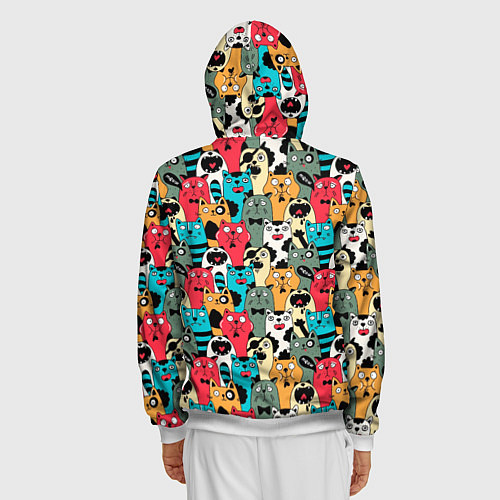 Мужская толстовка на молнии Мультяшные коты / 3D-Белый – фото 4