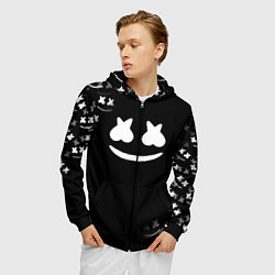 Толстовка 3D на молнии мужская Marshmello black collection, цвет: 3D-черный — фото 2