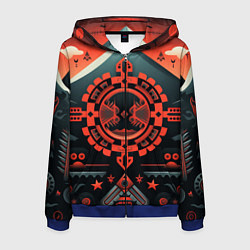 Толстовка 3D на молнии мужская Рисунок в стиле американских индейцев, цвет: 3D-синий