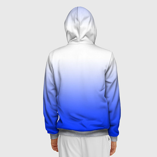 Мужская толстовка на молнии Градиент бело-синий / 3D-Меланж – фото 4