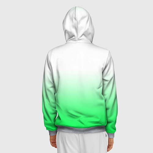 Мужская толстовка на молнии Градиент бело-зелёный / 3D-Меланж – фото 4