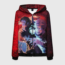 Толстовка 3D на молнии мужская Магическая битва - Итадори Юдзи, цвет: 3D-черный