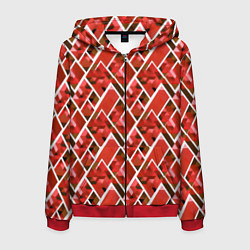 Толстовка 3D на молнии мужская Красные треугольники, цвет: 3D-красный