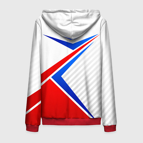 Мужская толстовка на молнии Герб РФ - классические цвета флага / 3D-Красный – фото 2