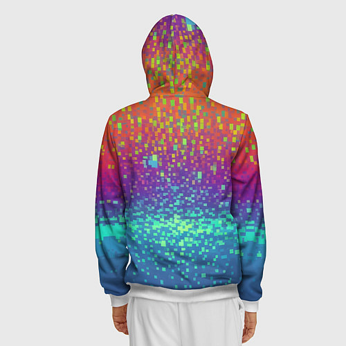 Мужская толстовка на молнии Разноцветные пиксели / 3D-Белый – фото 4