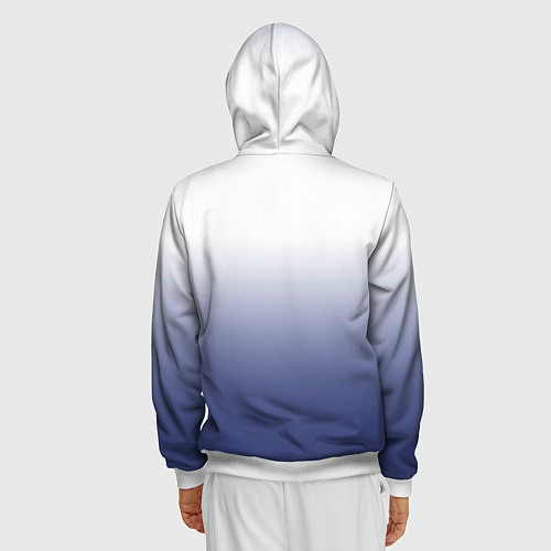 Мужская толстовка на молнии Туманный градиент бело-синий / 3D-Белый – фото 4