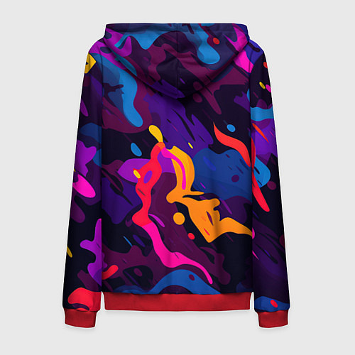 Мужская толстовка на молнии Камуфляж из разноцветных красок / 3D-Красный – фото 2