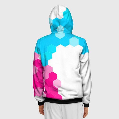 Мужская толстовка на молнии GTA6 neon gradient style по-вертикали / 3D-Черный – фото 4