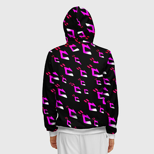 Мужская толстовка на молнии JoJos Bizarre neon pattern logo / 3D-Белый – фото 4