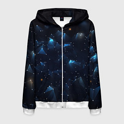 Толстовка 3D на молнии мужская Синяя геометрическая абстракция, цвет: 3D-белый