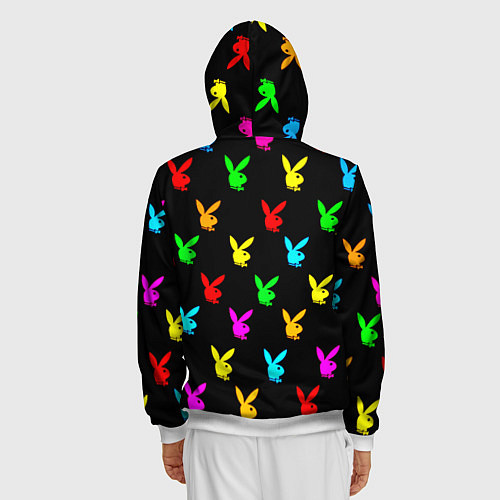 Мужская толстовка на молнии Playboy pattern неон / 3D-Белый – фото 4