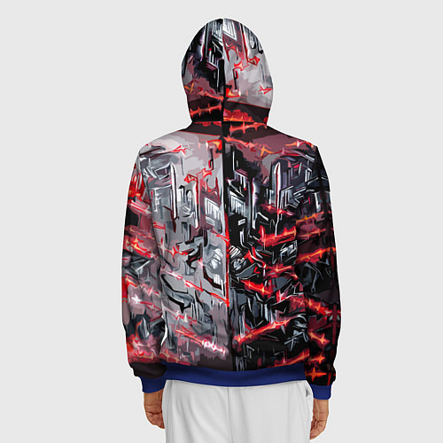 Мужская толстовка на молнии Адский доспех в царапинах / 3D-Синий – фото 4