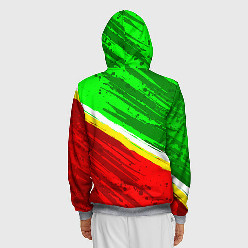 Мужская толстовка на молнии Флаг Зеленограадского АО / 3D-Меланж – фото 4