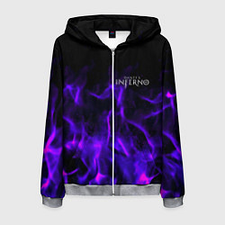 Толстовка 3D на молнии мужская Dantes Inferno flame neon, цвет: 3D-меланж