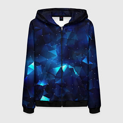 Мужская толстовка на молнии Синие осколки из мелких абстрактных части калейдос