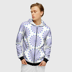 Толстовка 3D на молнии мужская Криптовалюта Эфириум паттерн по кругу на белом, цвет: 3D-черный — фото 2