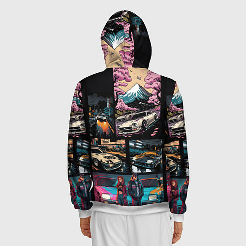 Мужская толстовка на молнии Japanese jdm art / 3D-Белый – фото 4