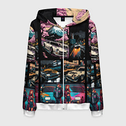 Толстовка 3D на молнии мужская Japanese jdm art, цвет: 3D-белый