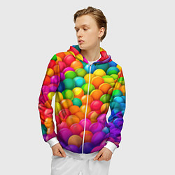 Толстовка 3D на молнии мужская Радужные пупырки, цвет: 3D-белый — фото 2