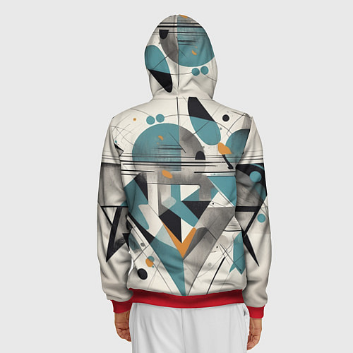 Мужская толстовка на молнии Три человека авангард / 3D-Красный – фото 4