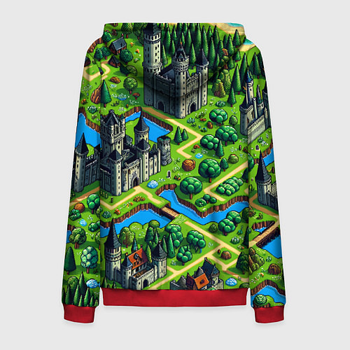 Мужская толстовка на молнии Heroes of Might and Magic - pixel map / 3D-Красный – фото 2