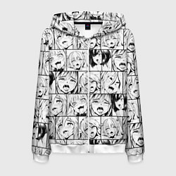 Толстовка 3D на молнии мужская Ahegao pattern, цвет: 3D-белый