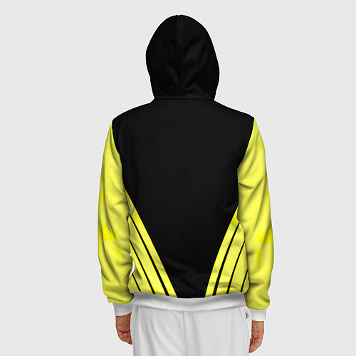 Мужская толстовка на молнии Borussia geometry yellow / 3D-Белый – фото 4