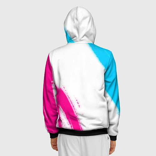 Мужская толстовка на молнии Ajax neon gradient style вертикально / 3D-Черный – фото 4