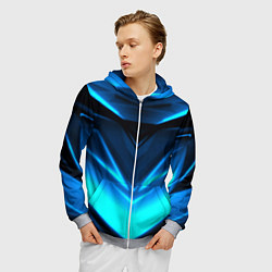 Толстовка 3D на молнии мужская Geometry stripes неон, цвет: 3D-меланж — фото 2