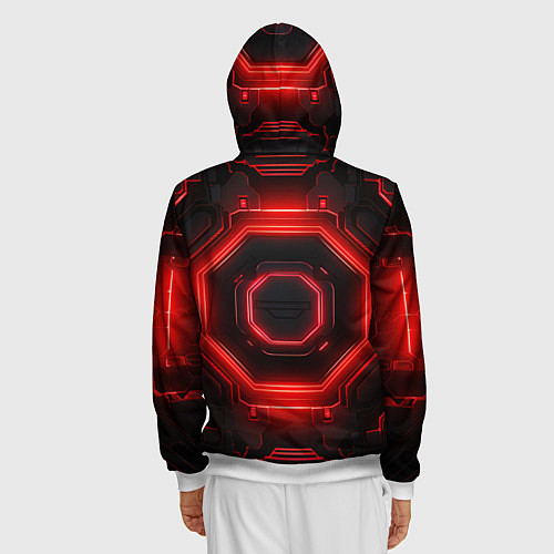 Мужская толстовка на молнии Nvidia style black and red neon / 3D-Белый – фото 4