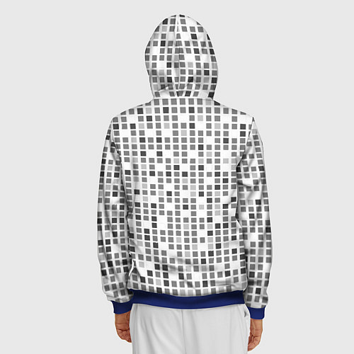 Мужская толстовка на молнии Серые квадраты на белом фоне / 3D-Синий – фото 4