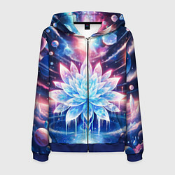 Толстовка 3D на молнии мужская Космический цветок из льда - эзотерический лотос, цвет: 3D-синий