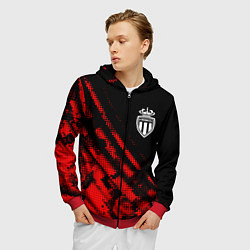 Толстовка 3D на молнии мужская Monaco sport grunge, цвет: 3D-красный — фото 2