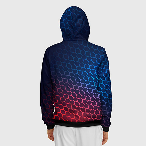 Мужская толстовка на молнии Saints Row неоновые соты / 3D-Черный – фото 4