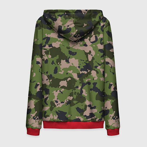 Мужская толстовка на молнии Камуфляжный паттерн в стиле Woodland / 3D-Красный – фото 2