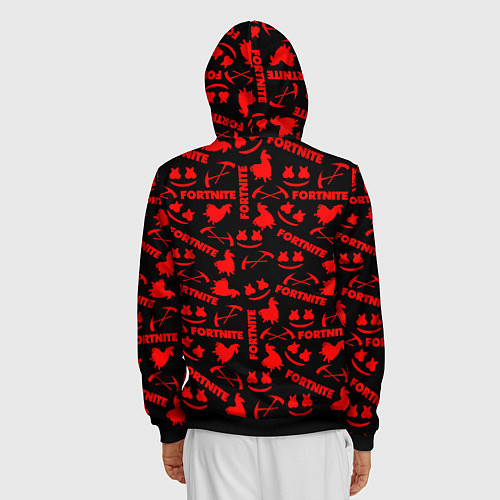 Мужская толстовка на молнии Fortnite pattern logo marshmello / 3D-Черный – фото 4