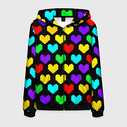 Толстовка 3D на молнии мужская Undertale heart pattern, цвет: 3D-черный