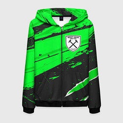 Толстовка 3D на молнии мужская West Ham sport green, цвет: 3D-черный