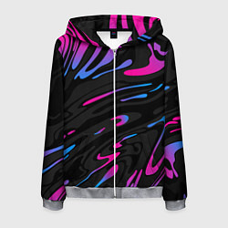 Толстовка 3D на молнии мужская Неоновые разводы - фиолетовый, цвет: 3D-меланж