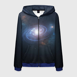 Толстовка 3D на молнии мужская Спиральная галактика, цвет: 3D-синий