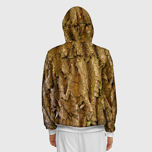Мужская толстовка на молнии Кора дерева текстура / 3D-Белый – фото 4