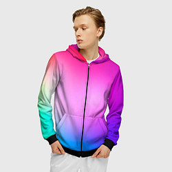 Толстовка 3D на молнии мужская Colorful gradient, цвет: 3D-черный — фото 2